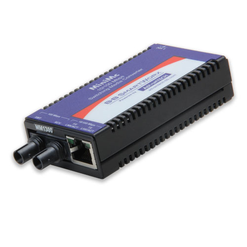 Miniature Media Converter, 100Base-TX/FX, Multi-mode 850nm, 2km, ST type (also known as MiniMc 854-10620)